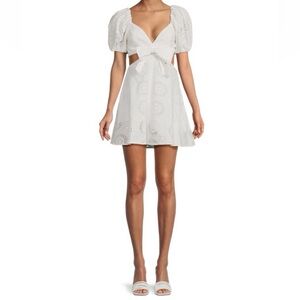 Alice & Olivia White Queenie Eyelet Embroidery Mini Dress Size 0